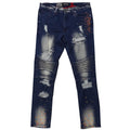 M1783 Makobi Cape Biker Jeans with Paint Splash - Dark Wash