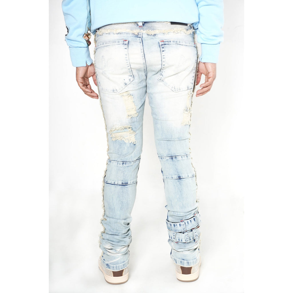 F1779 Shredded Stack Jeans - Light Wash
