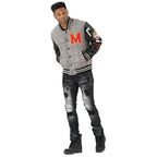 M4315 Vercelli Plaid Varsity Jacket - Black
