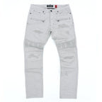 M1926 - Makobi Core Denim Biker Jeans - Light Gray