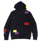 F5715 Frost Patchwork Zip Up Hoodie -  Black