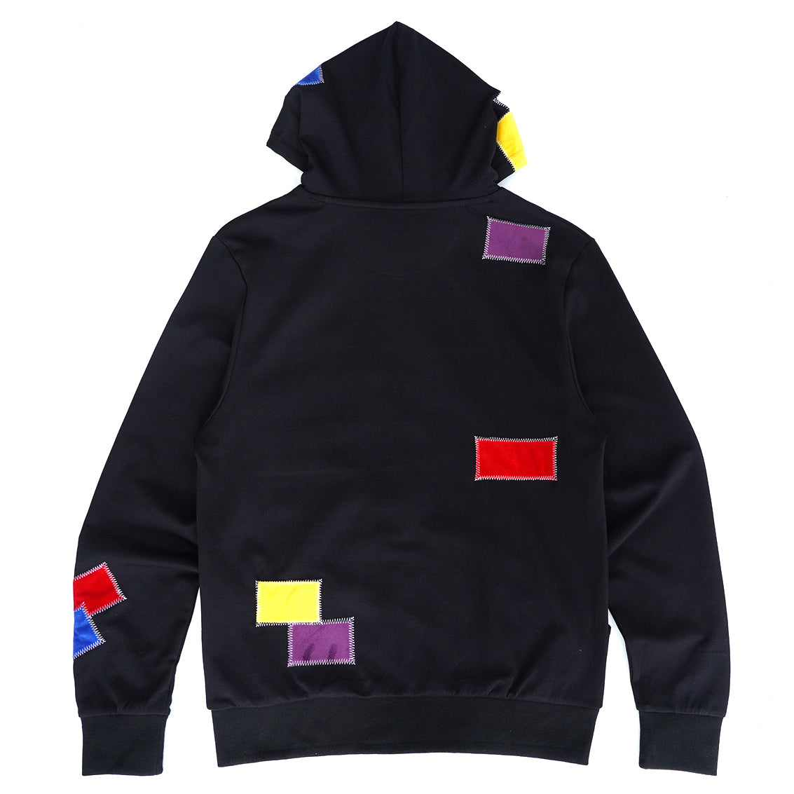 F5715 Frost Patchwork Zip Up Hoodie -  Black