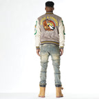 M4315 Vercelli Plaid Varsity Jacket - Khaki