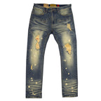 M1910 Makobi "Sanibel" Shredded Jean with Suede - Vintage Wash