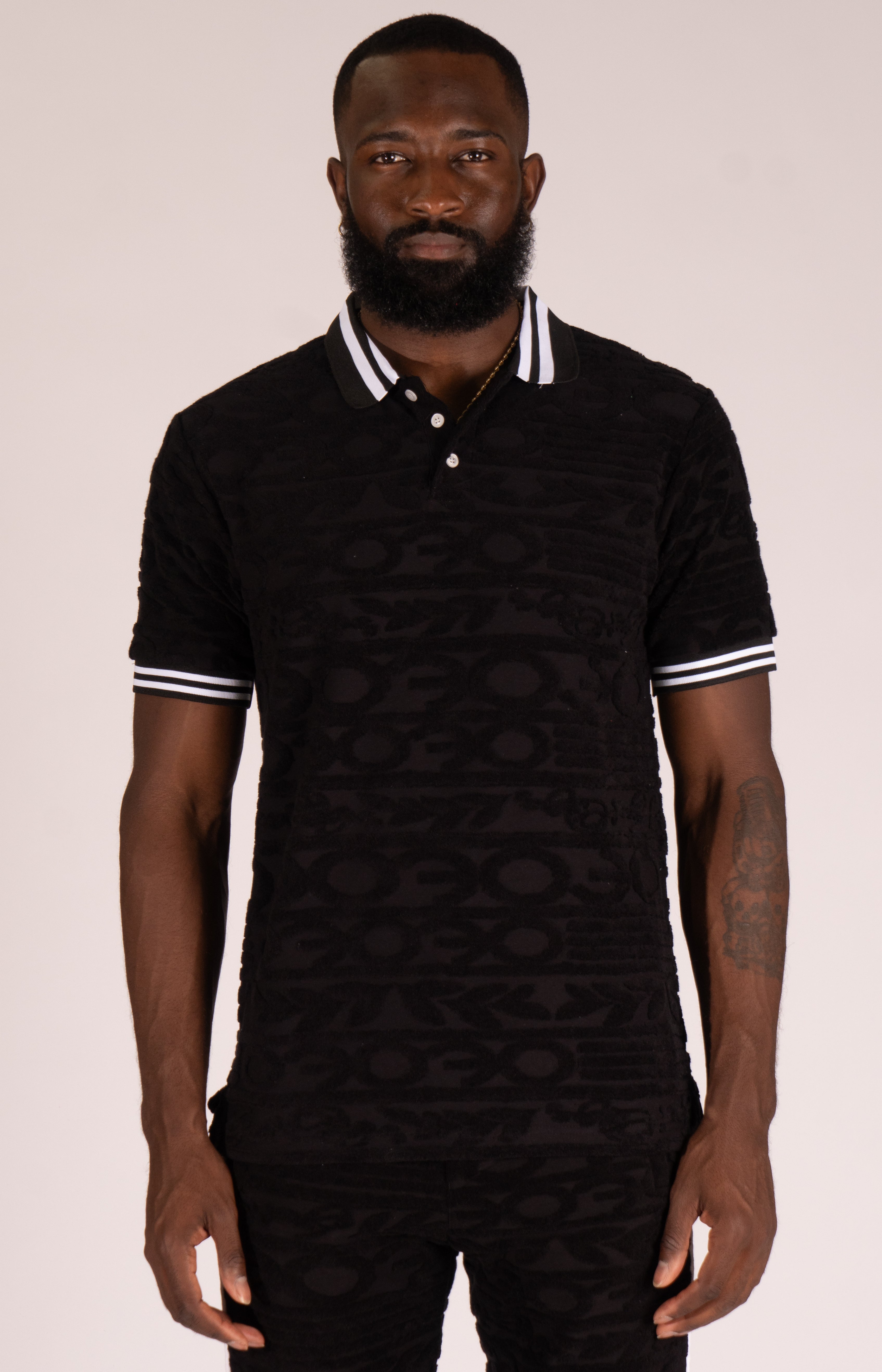 F178 Baroque Terry Polo - Black