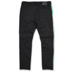 M1950 Makobi Biker Jeans w/ Nylon Stripes - Black
