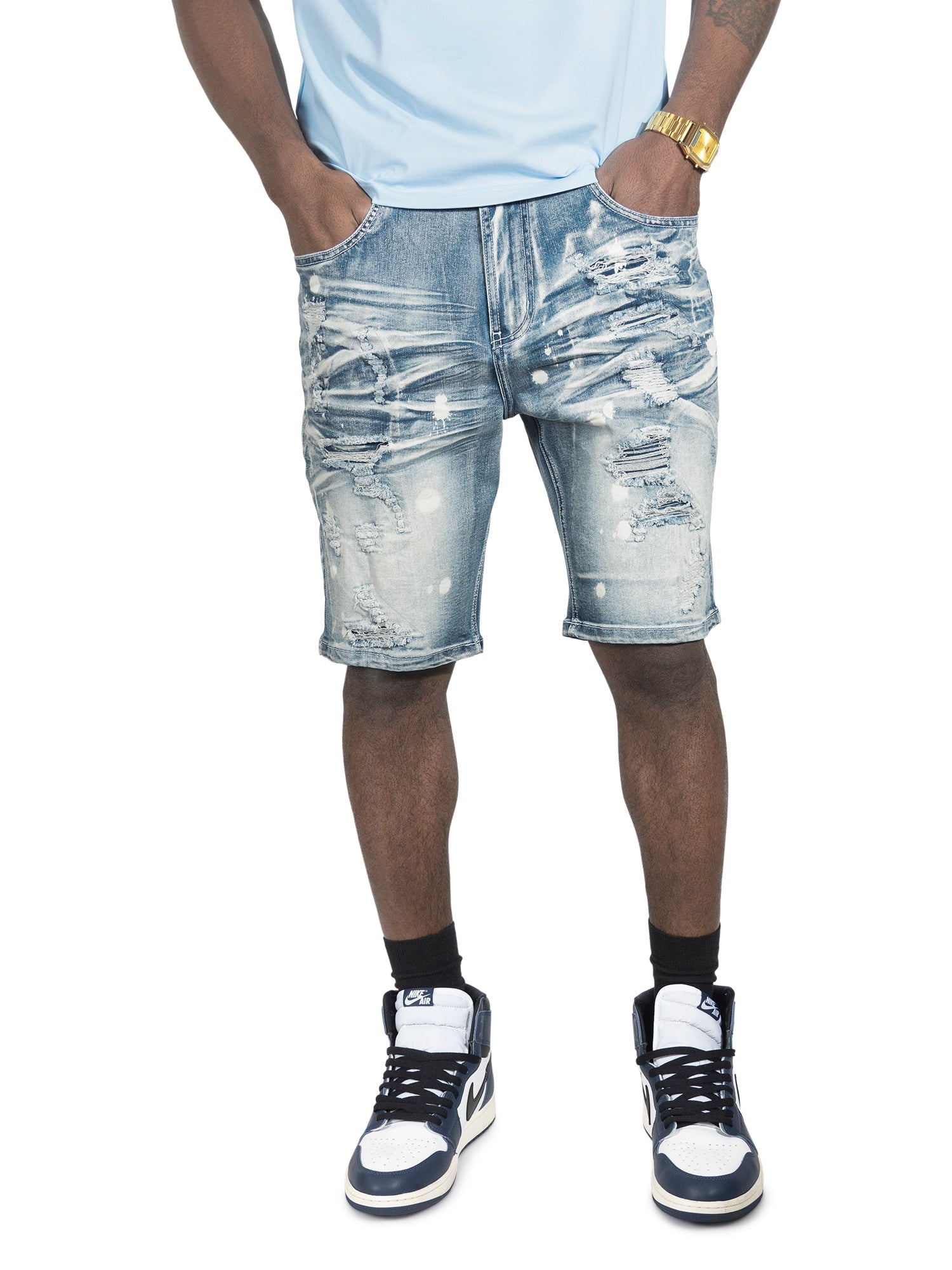 M607 Amato Denim Shorts - Light Wash
