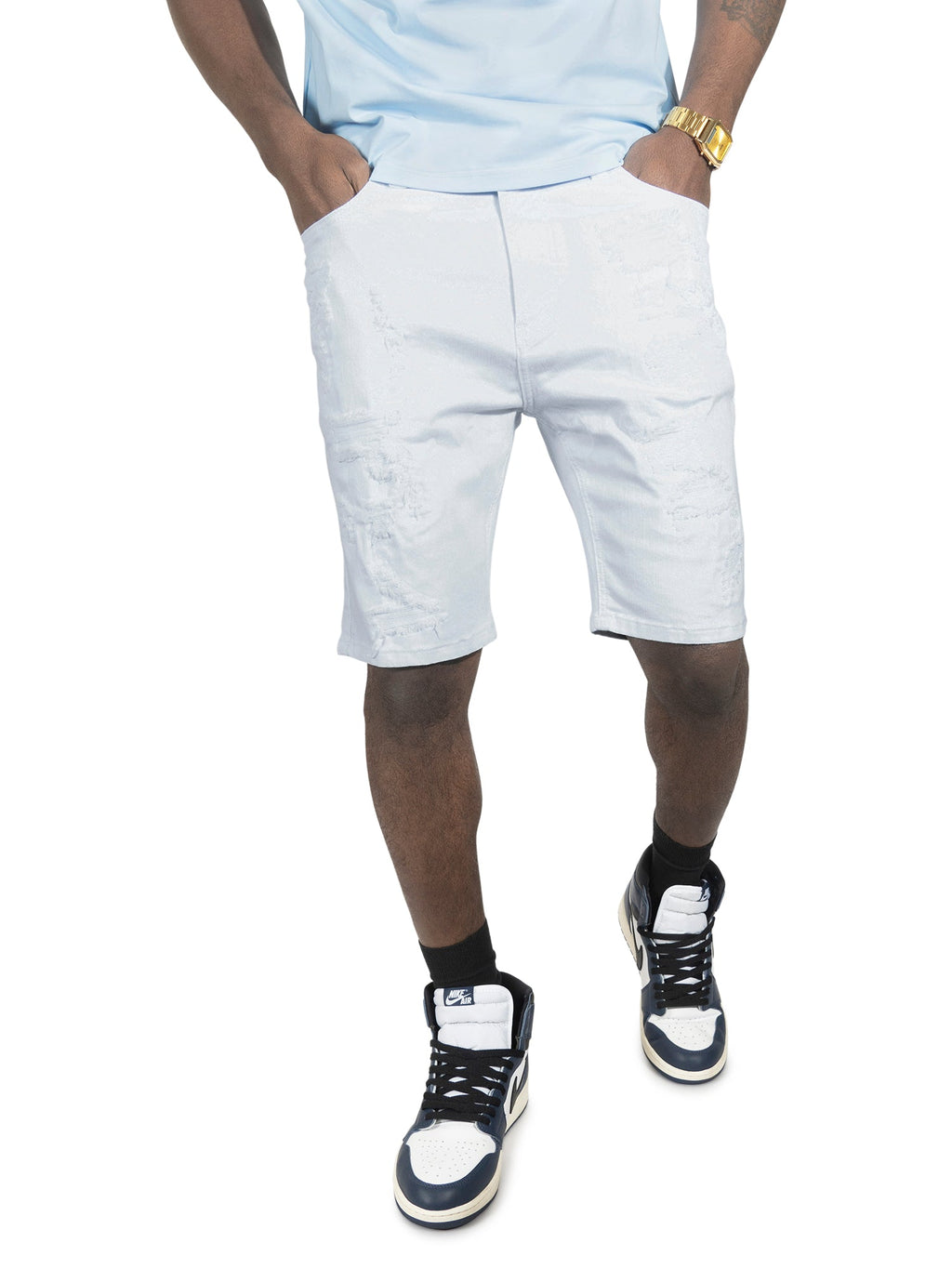 M607 Amato Denim Shorts - White