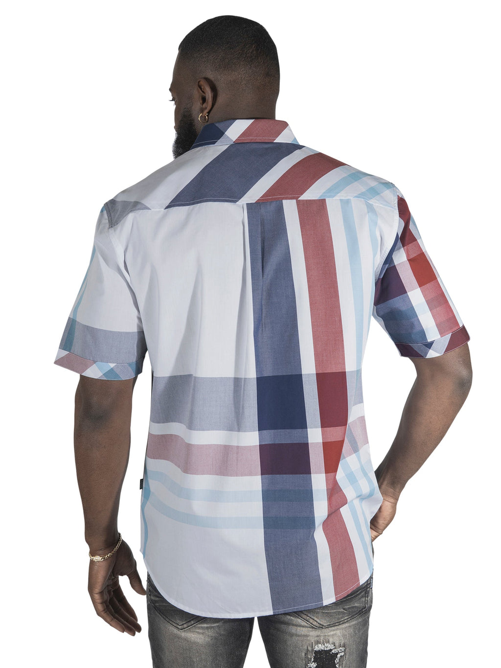 V842 Robert Plaid Button-Down Shirt - Navy