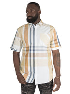 V842 Robert Plaid Button-Down Shirt - Khaki