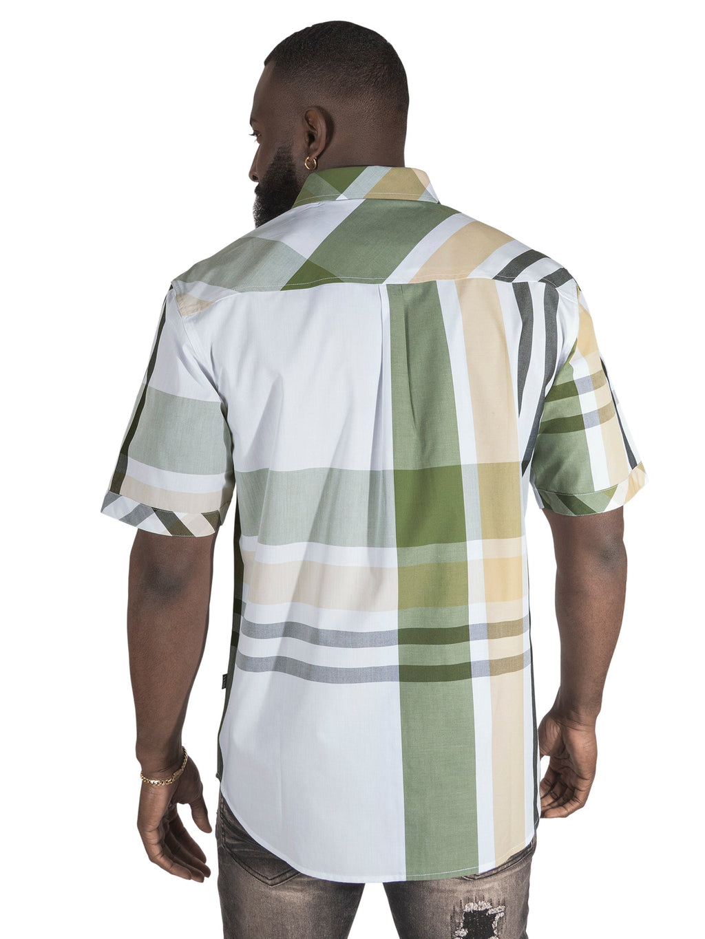 V842 Robert Plaid Button-Down Shirt - Olive