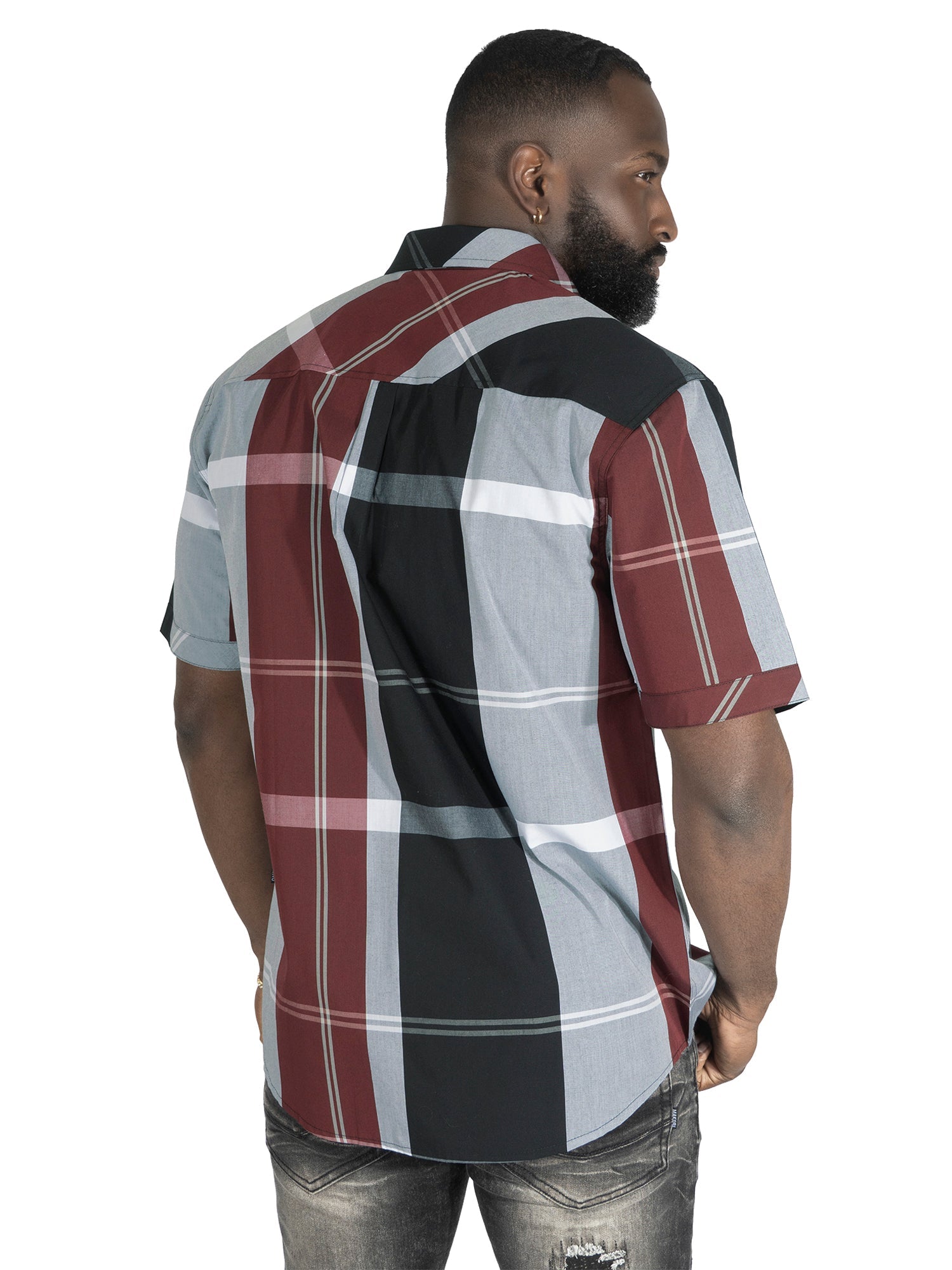 V829 Colton Plaid Shirt - Burgundy