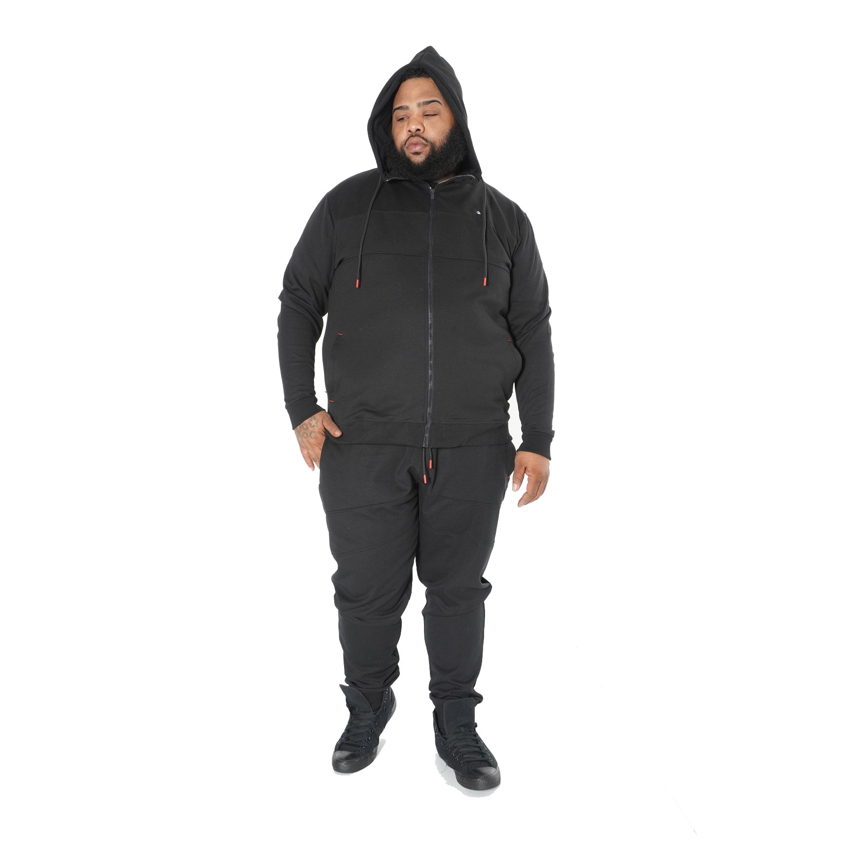 M3707 Tech Fleece Zip Up Hoody Set - Black