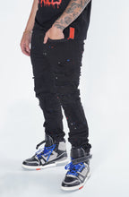 F1778  Frost Shredded Jeans w/ paint - Black