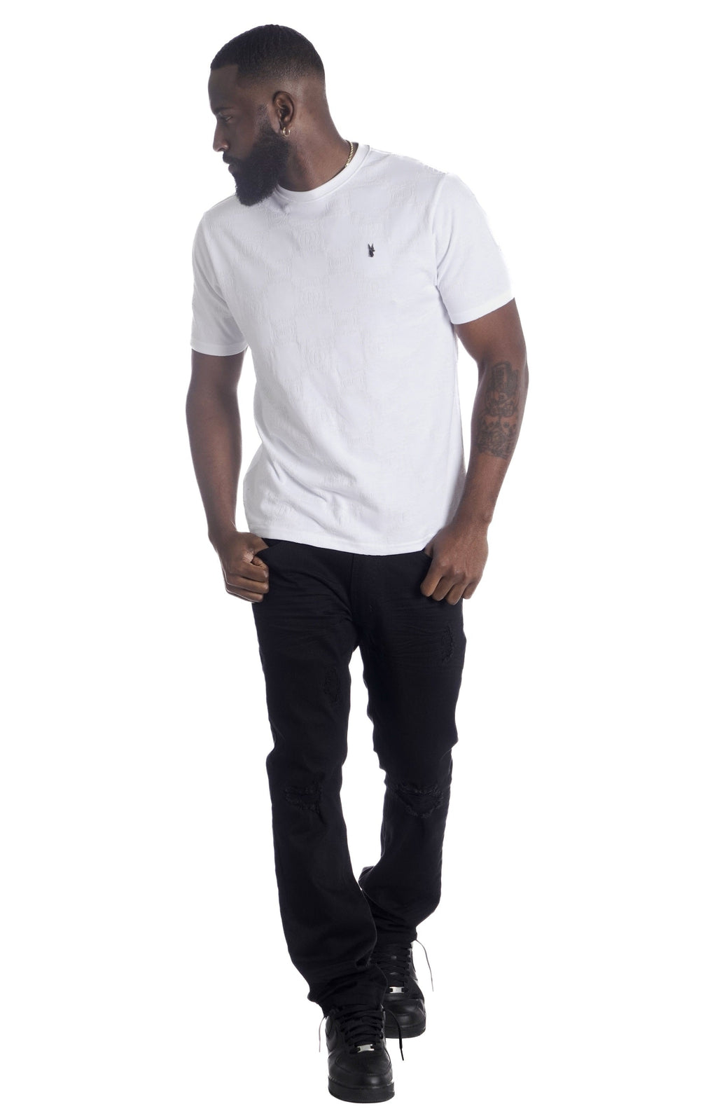 M335 Caspar Embossed Tee - White