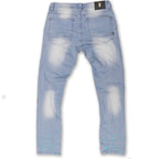 M1783 Makobi Cape Biker Jeans with Paint Splash - Light Wash