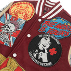 F1005 Love Scars Varsity Jacket - Burgundy
