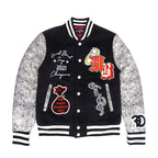 F1080 Honest Bread Wool Varsity Jacket - Black