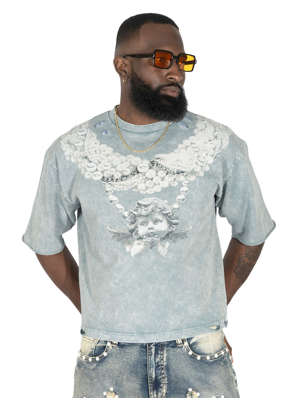 F111 La Perla Vintage Crop Tee - Gray