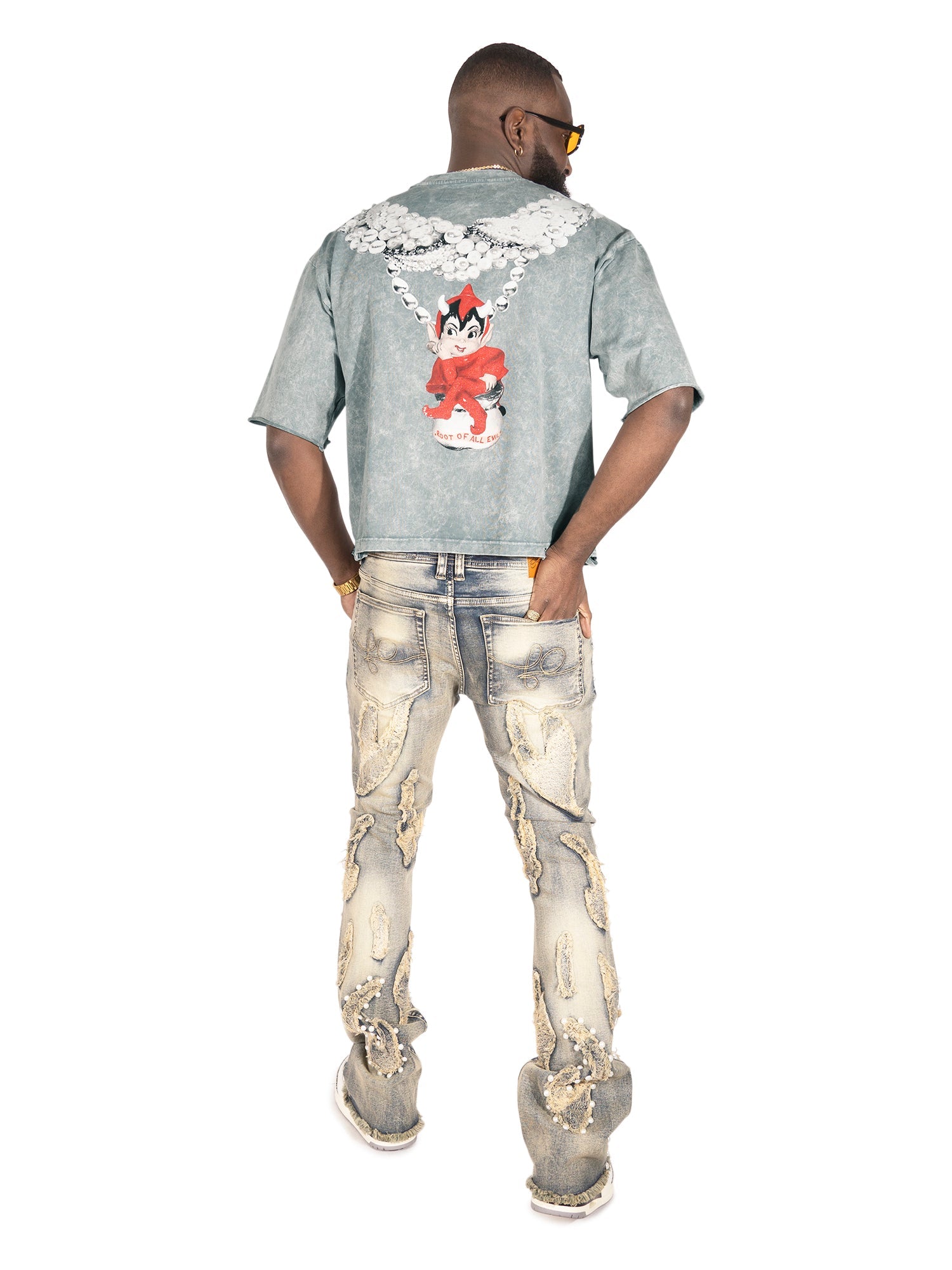 F111 La Perla Vintage Crop Tee - Gray