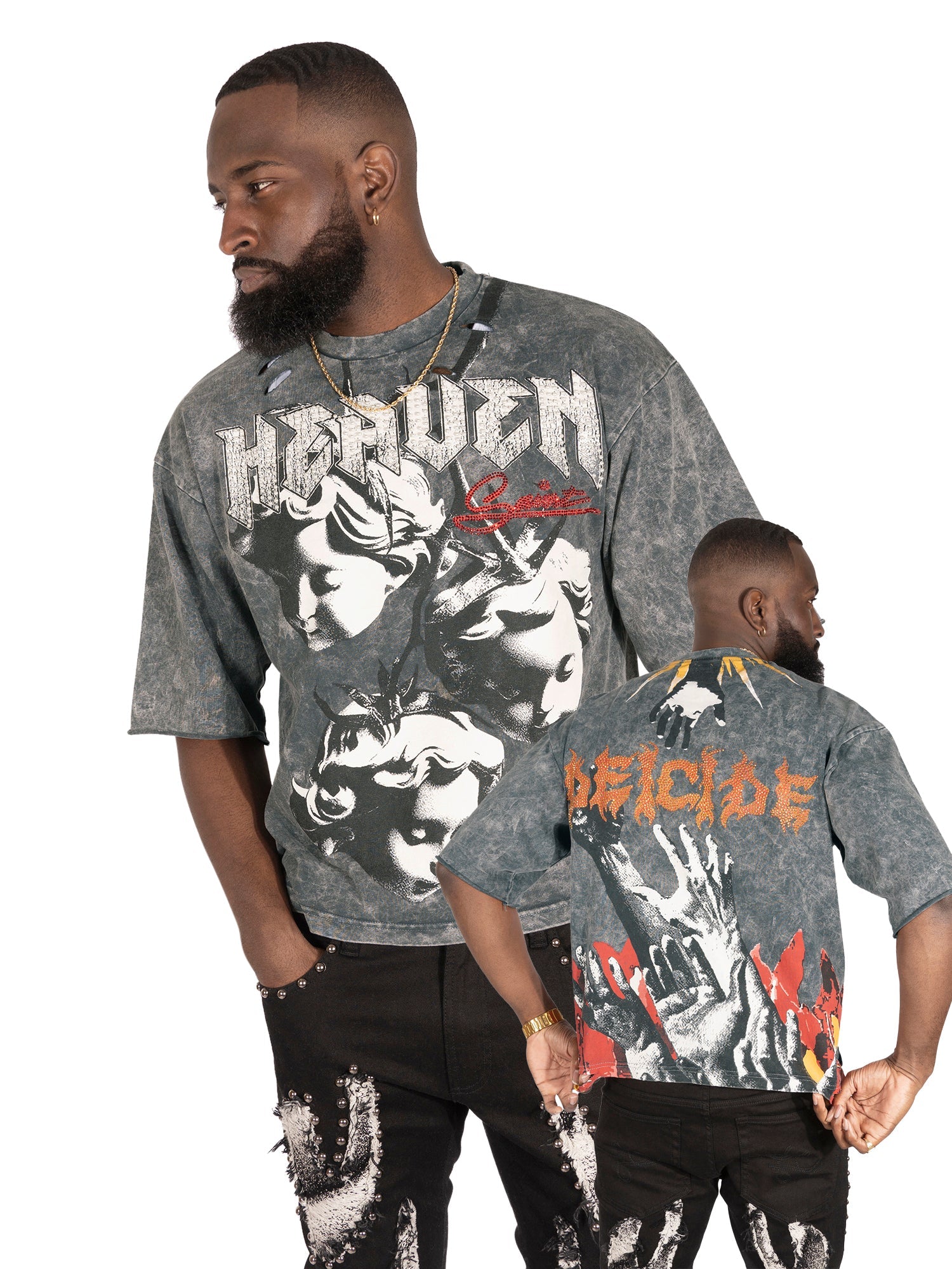 F171 Crop Heaven Saint Tee - Gray