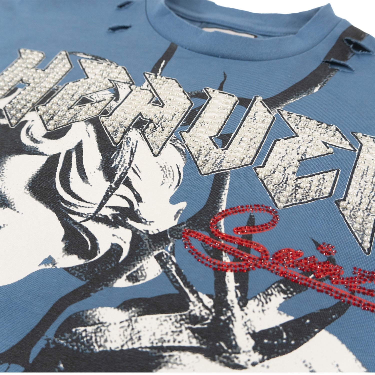 F171 Crop Heaven Saint Tee - Blue