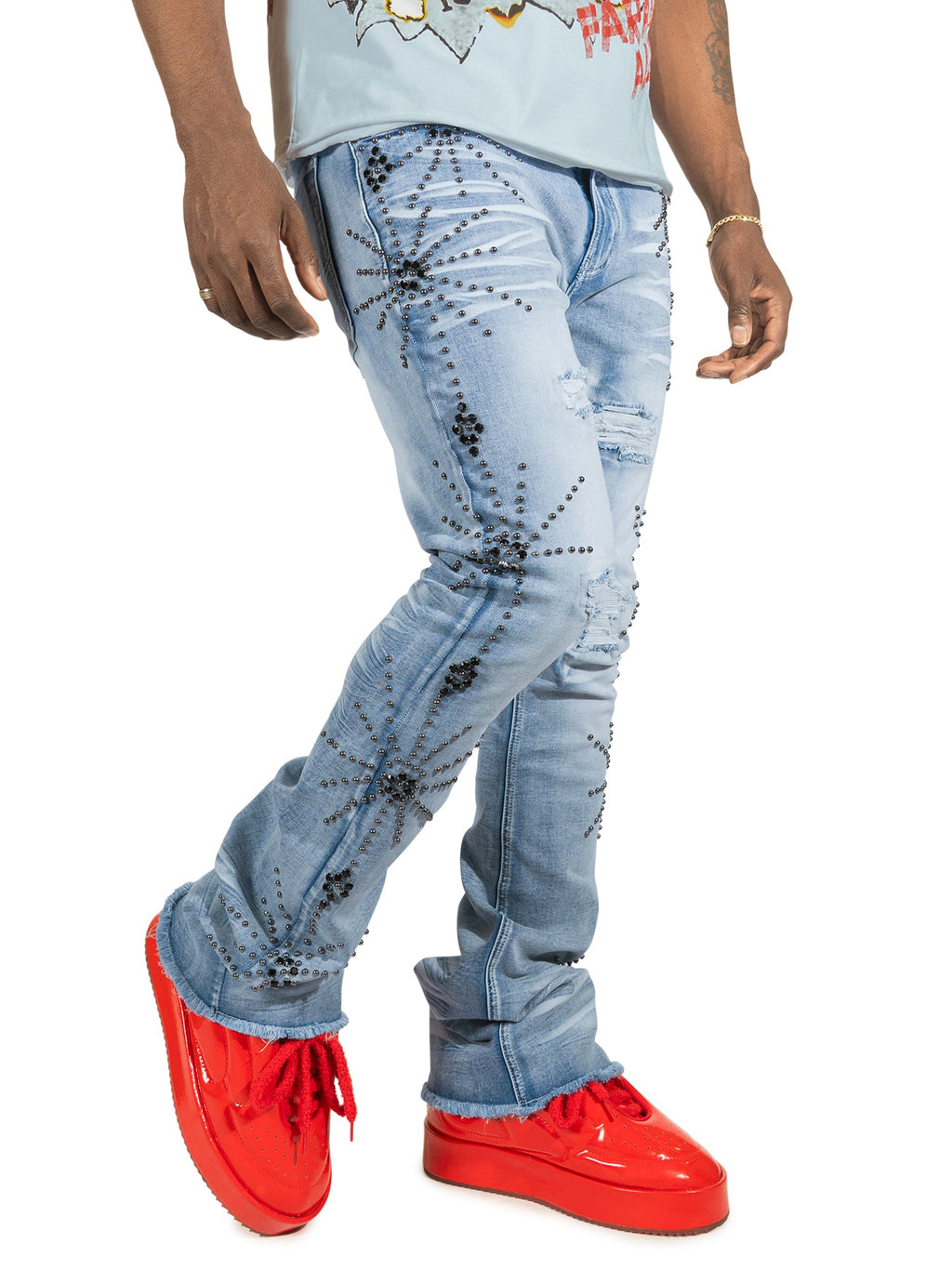 F1735 Spider Stacked Jeans - Light Wash