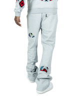 F5709 Castello Crochet Stacked Jogger Set - Gray