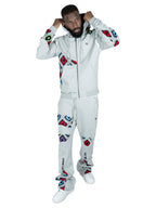 F5709 Castello Crochet Stacked Jogger Set - Gray