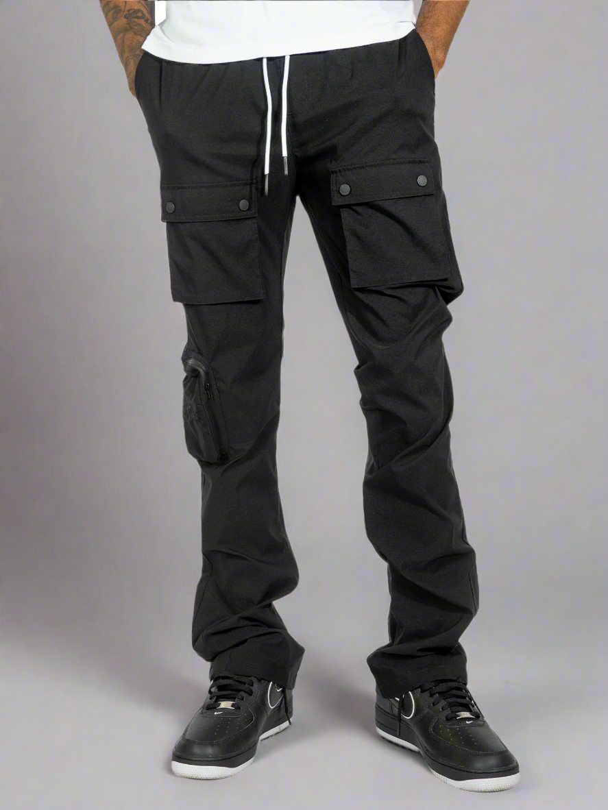 M1625 Sartoni Nylon Stacked Pants - Black