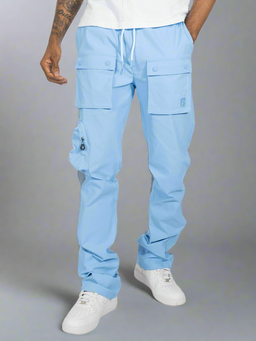 M1625 Sartoni Nylon Stacked Pants - Blue