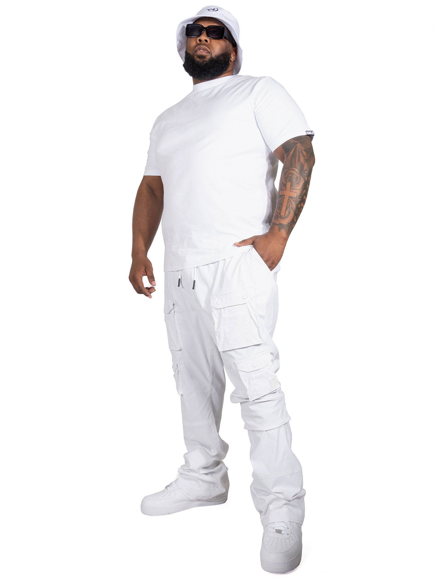 M1625 Sartoni Nylon Stacked Pants - White