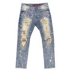 M1771 Makobi Petani Shredded Jeans With Bleach Spots - Dirt Wash