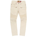 M1786 Makobi Prado Biker Jeans with Rip & Repair - Natural