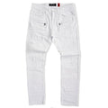 M1786 Makobi Prado Biker Jeans with Rip & Repair - White