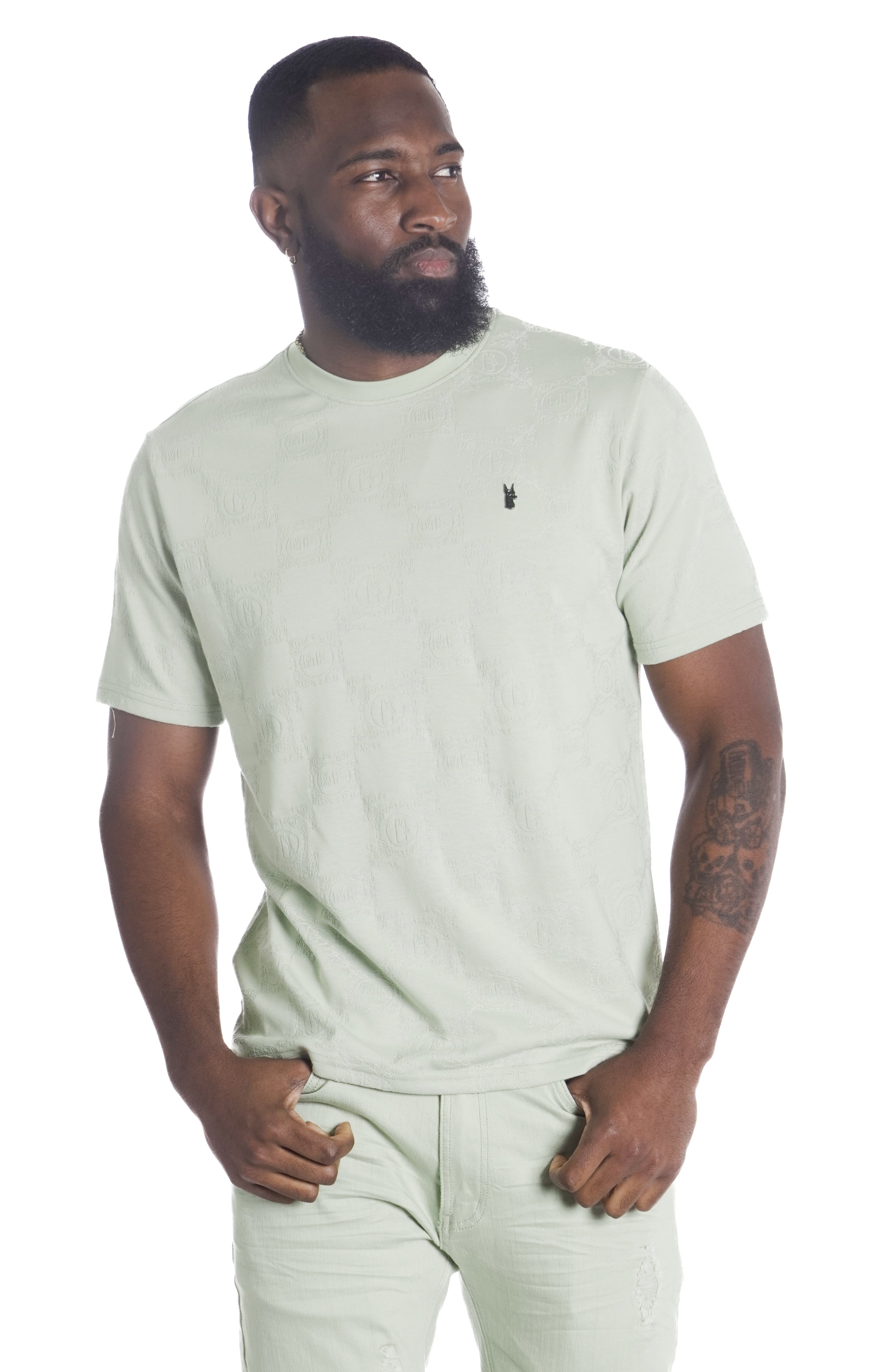 M335 Caspar Embossed Tee - Olive