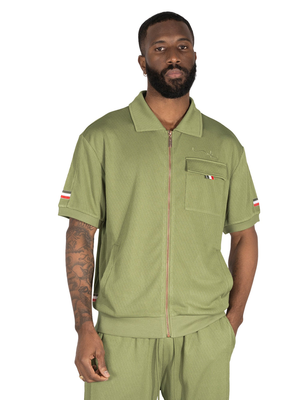 M428 Moreli Knit Short Sets - Olive