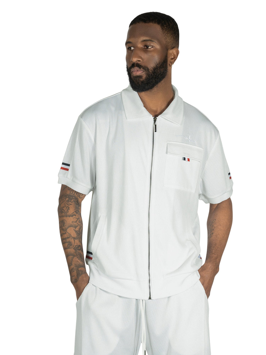 M428 Moreli Knit Short Sets - White