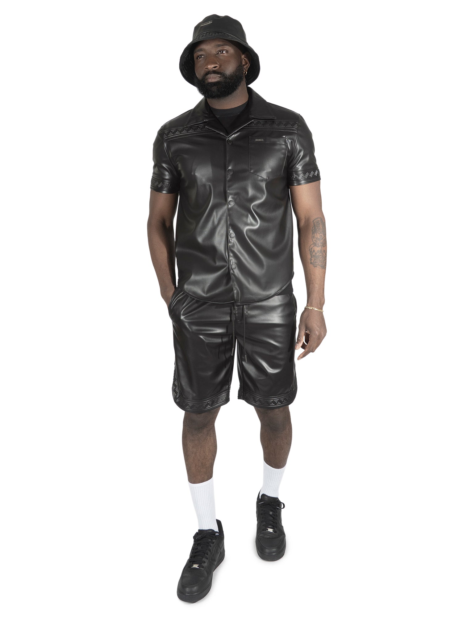 M629 Belluci Vegan Leather Shorts - Black