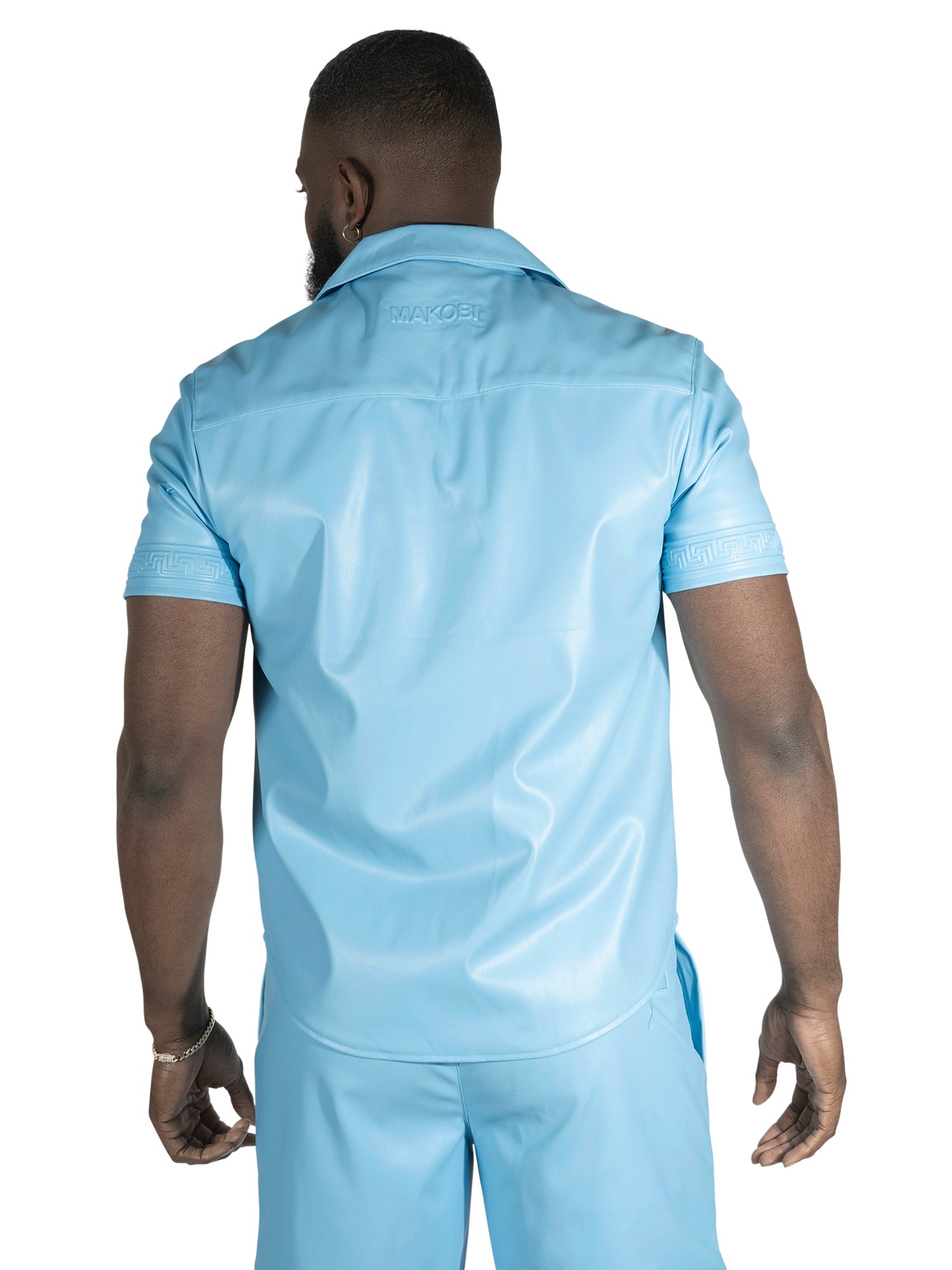 M429 Bellucci Vegan Leather Shirt - Blue