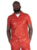 M429 Bellucci Vegan Leather Shirt - Red