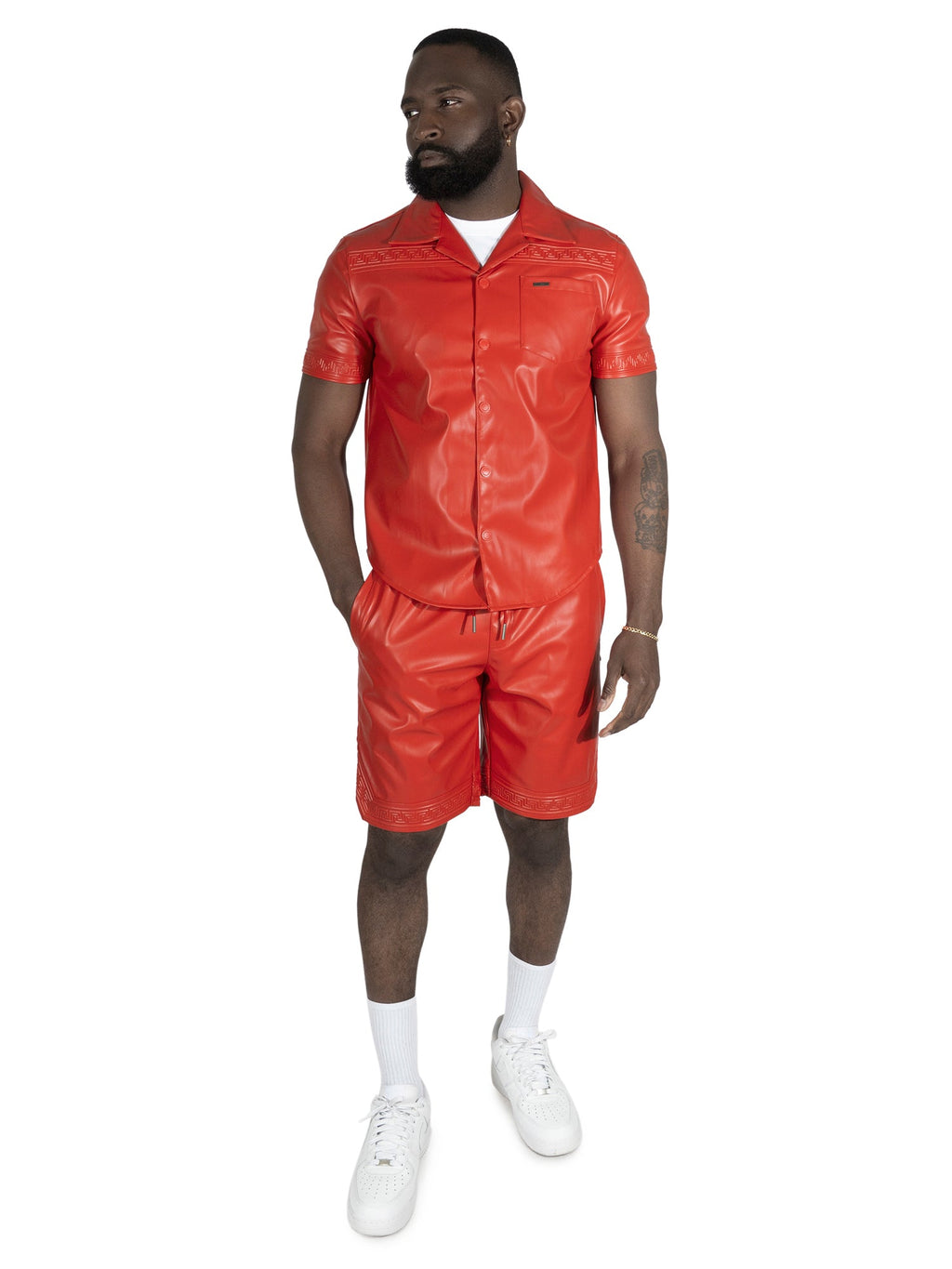 M429 Bellucci Vegan Leather Shirt - Red