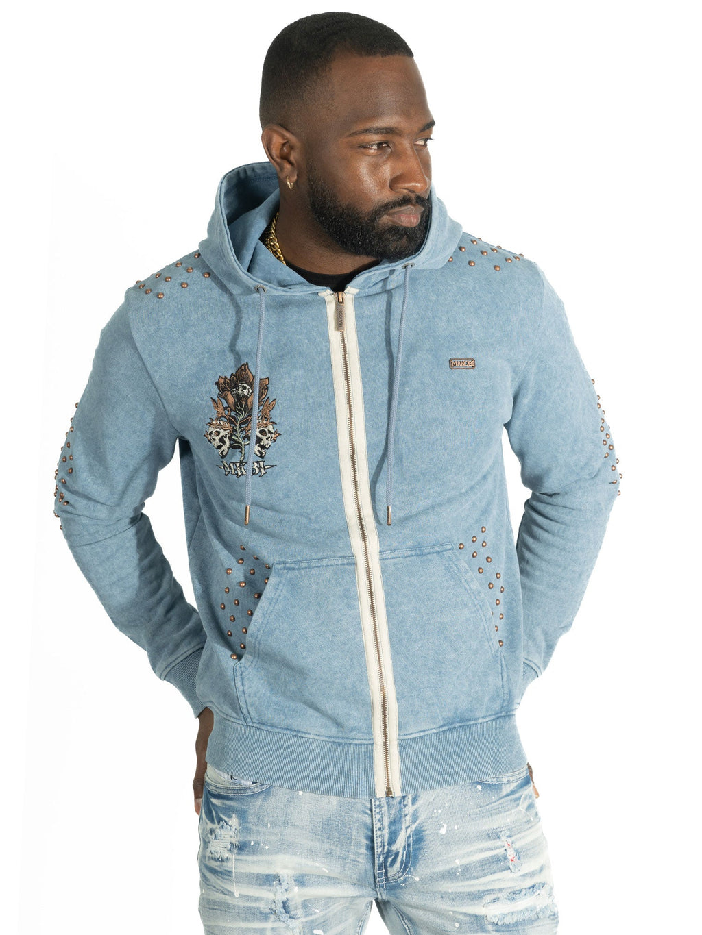 Hoodie | M5345 Bianco Zip Up - Blue