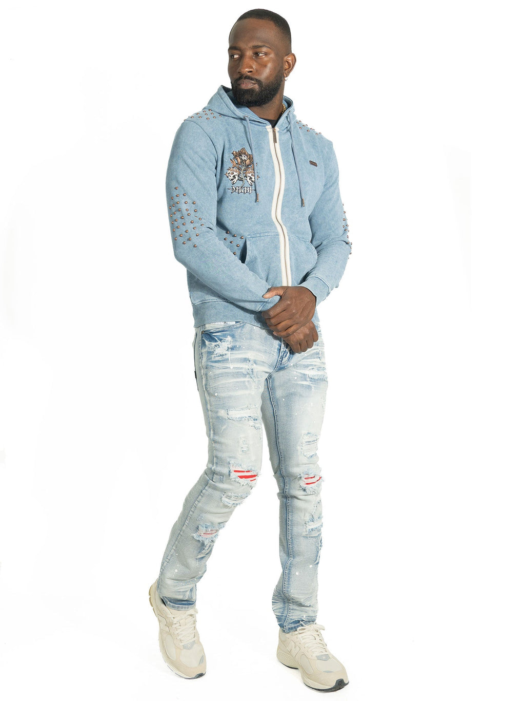 Hoodie | M5345 Bianco Zip Up - Blue