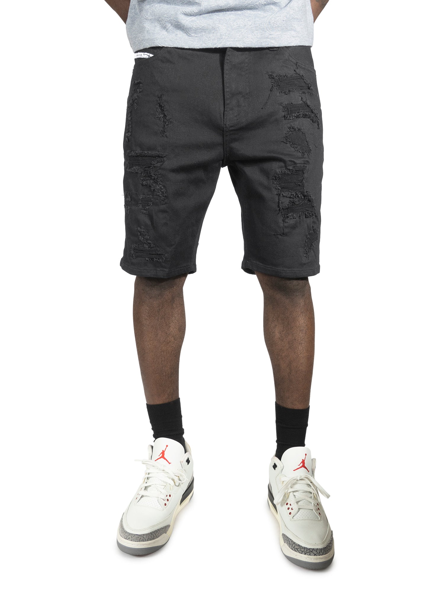 M607 Amato Denim Shorts - Black/Black