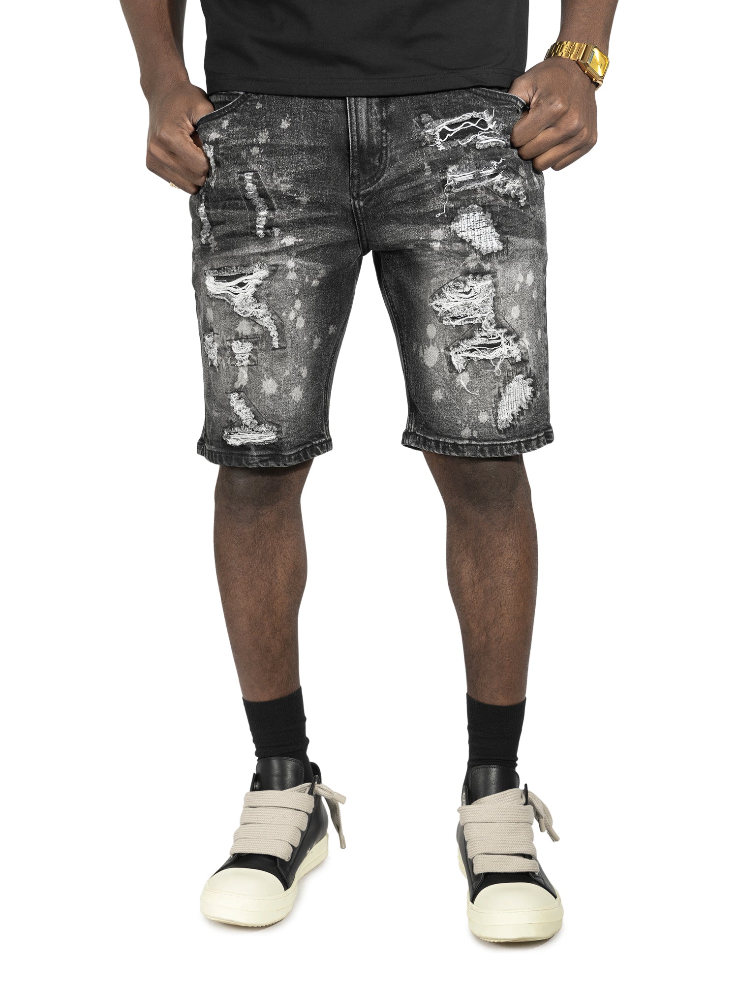 M607 Amato Denim Shorts - Black