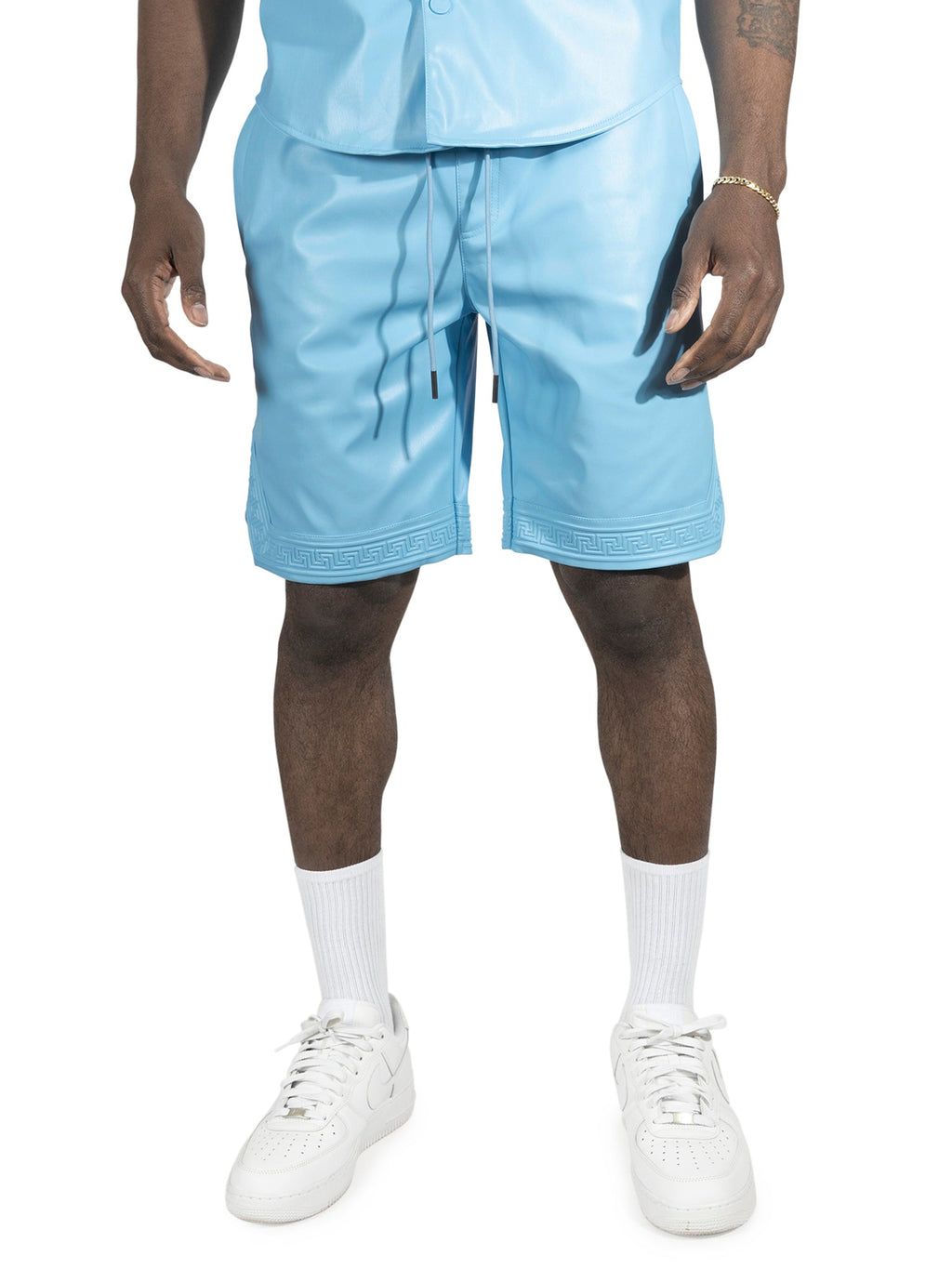 M629 Belluci Vegan Leather Shorts - Blue