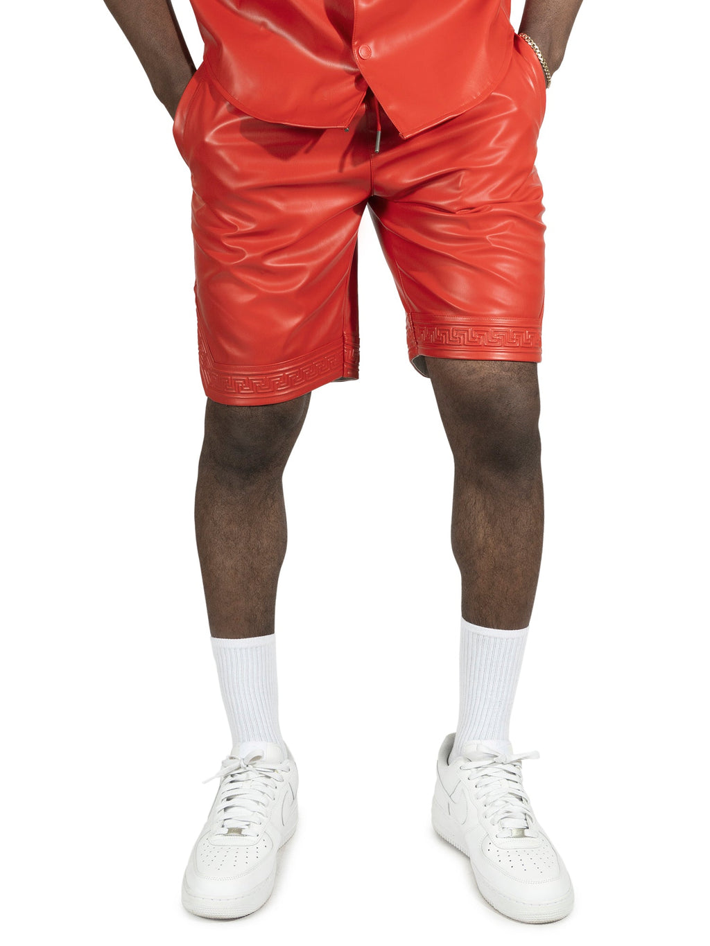 M629 Belluci Vegan Leather Shorts - Red
