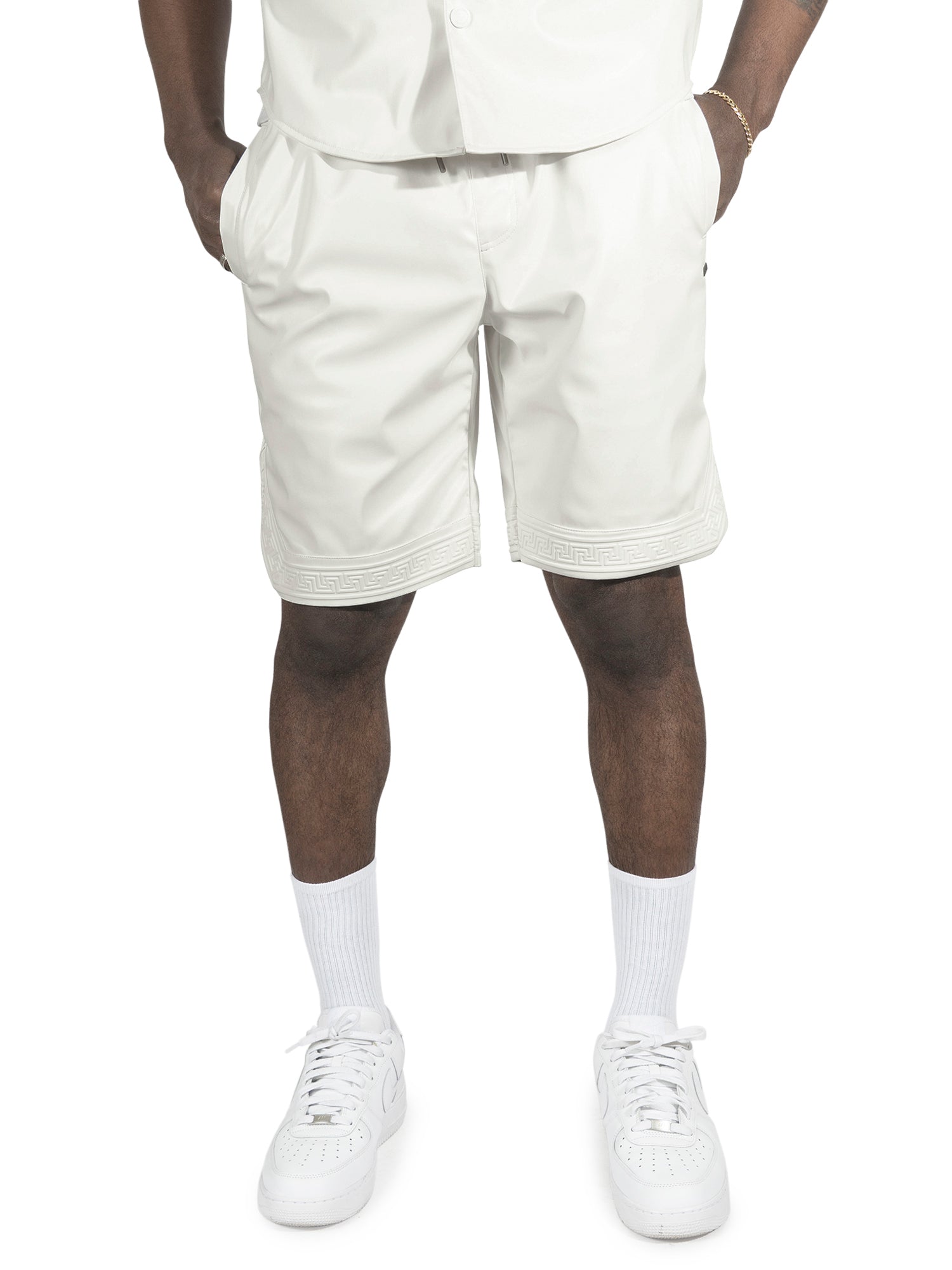 M629 Belluci Vegan Leather Shorts - White