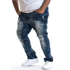 V1756 VENO Shredded Biker Jeans- Dark Wash